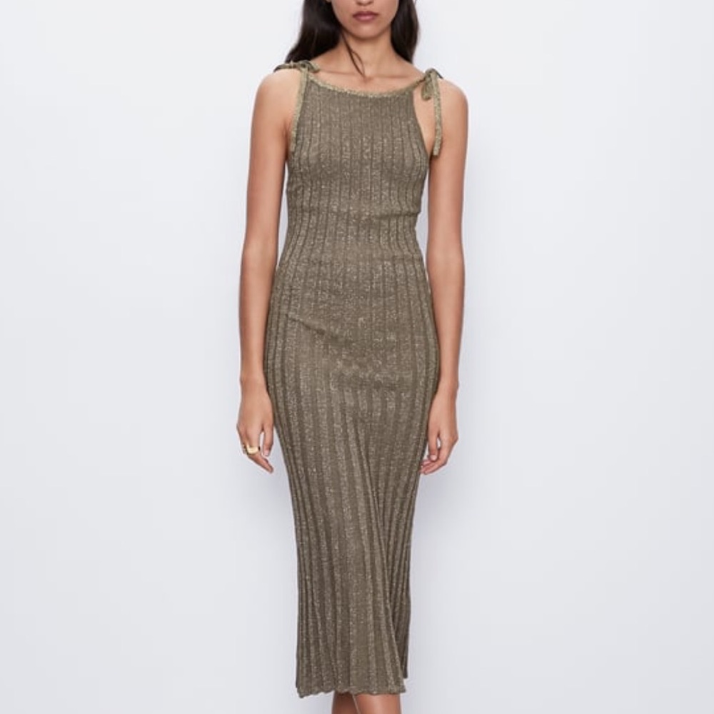 Zara Glitter High Rise Midi Dress